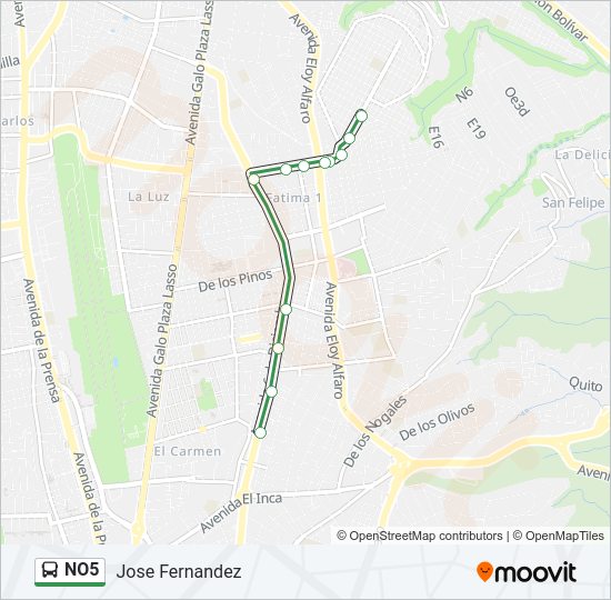Mapa de NO5 de autobús