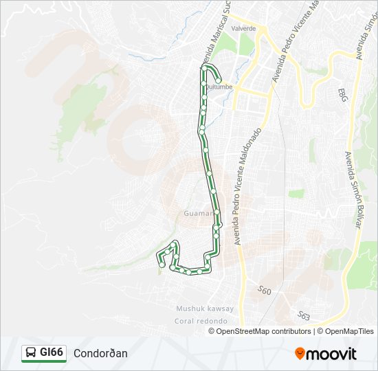 Mapa de GI66 de autobús