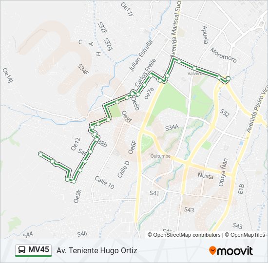 Mapa de MV45 de autobús