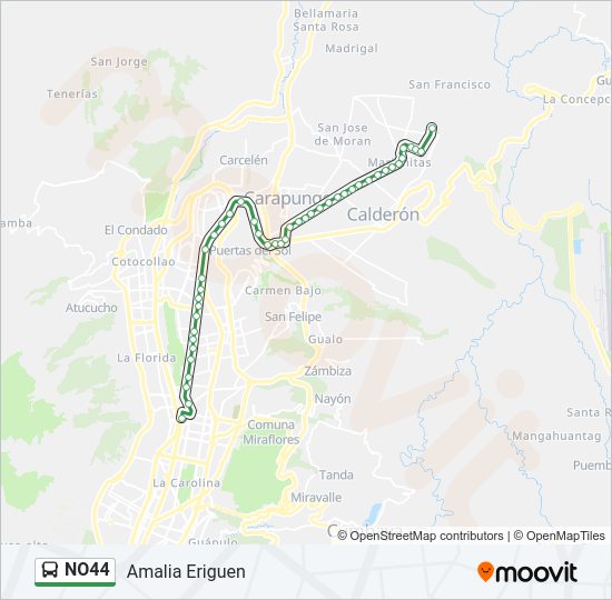 Mapa de NO44 de autobús