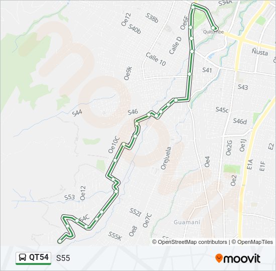 Mapa de QT54 de autobús