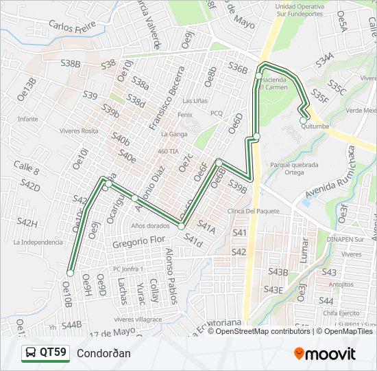 Mapa de QT59 de autobús