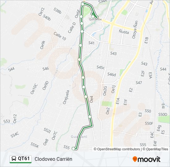 Mapa de QT61 de autobús