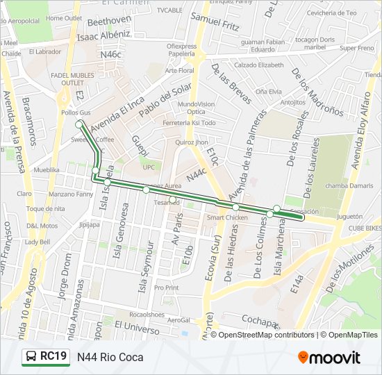 Mapa de RC19 de autobús