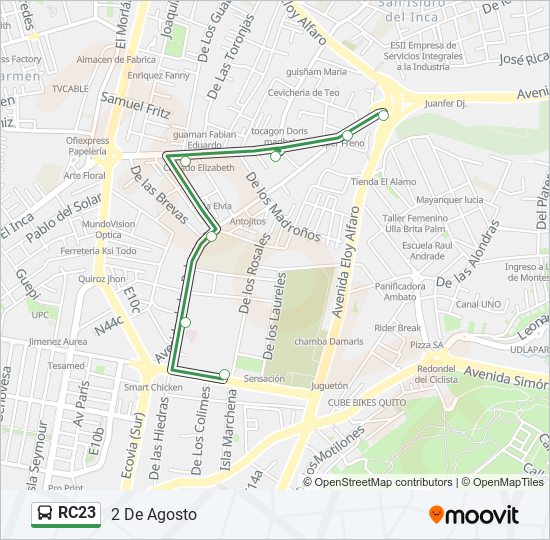 Mapa de RC23 de autobús