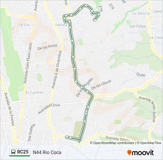 Mapa de RC25 de autobús