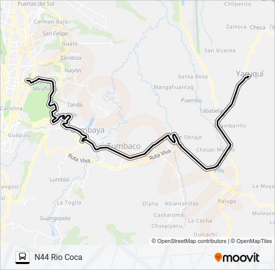 Mapa de YARUQUI-RIO COCA de autobús