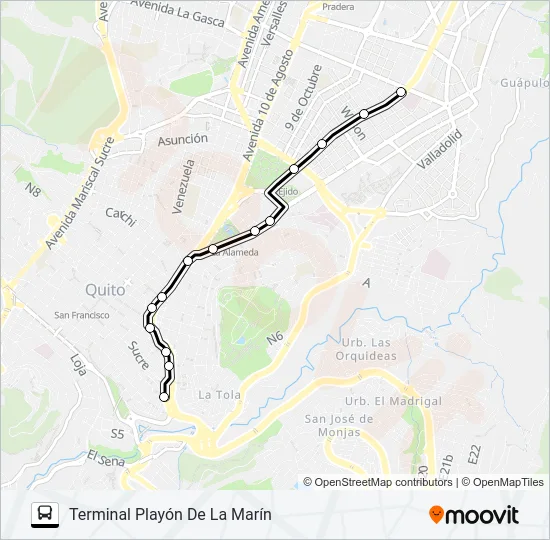 NOR ORIENTAL ECOVÍA Bus Line Map