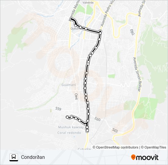 Mapa de T. QUITUMBE - GUAMANÍ de autobús