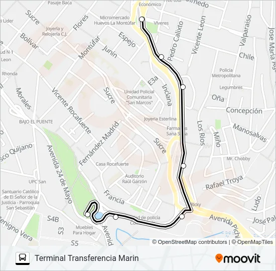 CENTRAL NORTE METROBÚS Bus Line Map