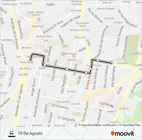 T. NORTE - T. RÍO COCA Bus Line Map
