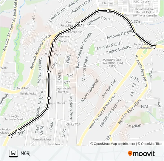 T. LA OFELIA - CALDERÓN Bus Line Map