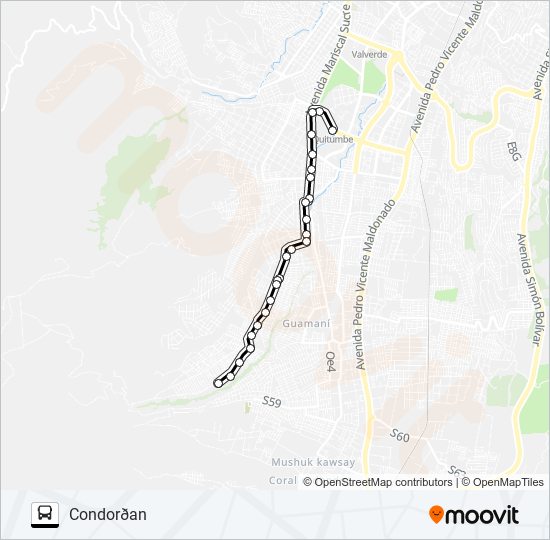 Mapa de T. QUITUMBE - SANTOSPAMBA de autobús