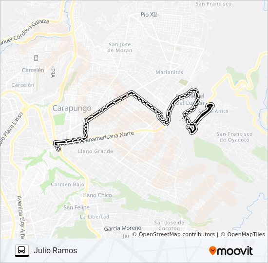 Mapa de MERCADO CARAPUNGO - OYACOTO de autobús