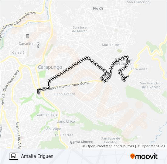 Mapa de OYACOTO - MERCADO CARAPUNGO de autobús