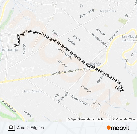 Mapa de LA CAPILLA - MERCADO CARAPUNGO de autobús