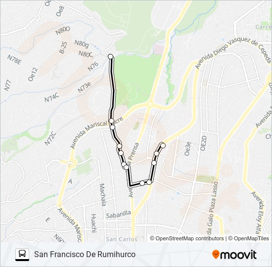 Mapa de T. LA OFELIA - ROLDOS - PISULÍ de autobús