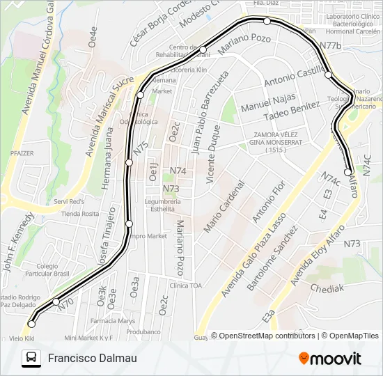 T. LA OFELIA - TERMINAL CARCELÉN Bus Line Map