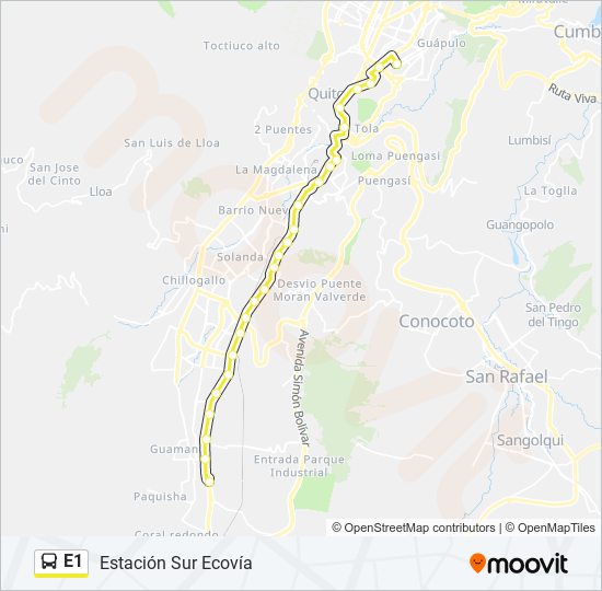 Mapa de E1 de autobús