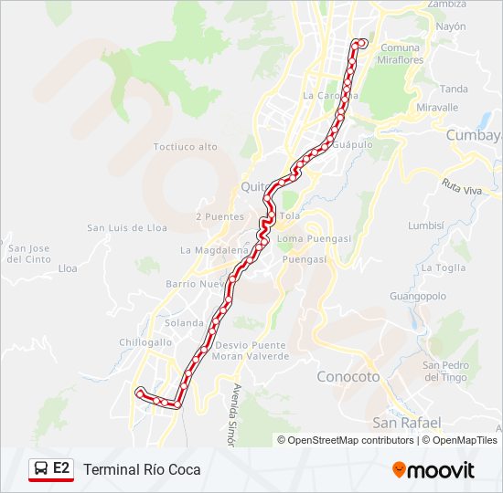 Mapa de E2 de autobús