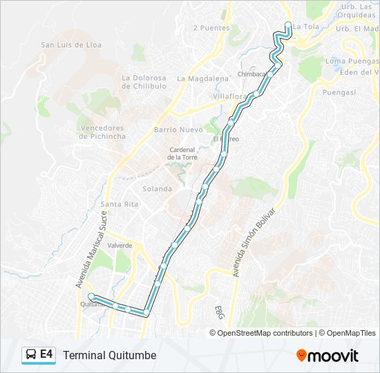 Mapa de E4 de autobús