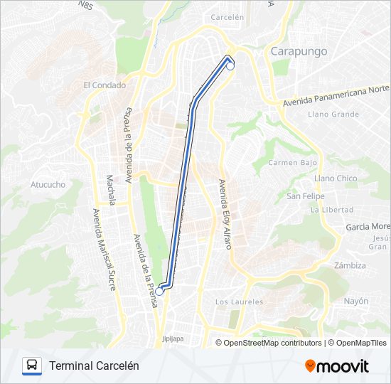 TERMINAL EL LABRADOR - TERMINAL CARCELÉN bus Line Map