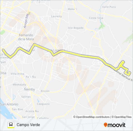 Mapa de 96 de autobús