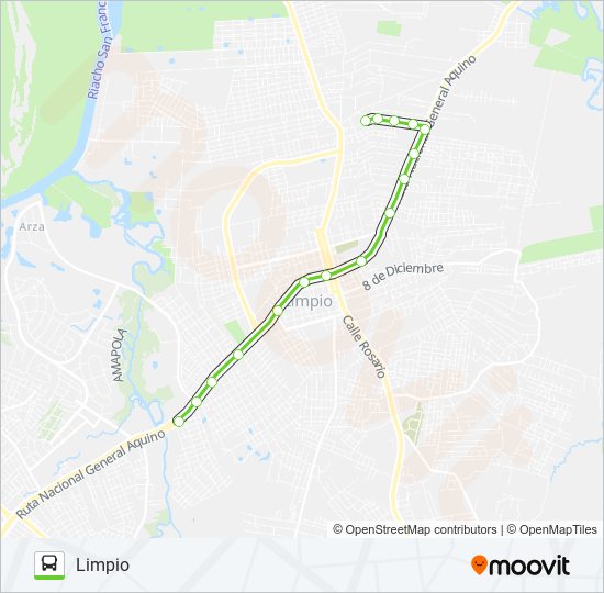 Mapa de 2Y7 de autobús