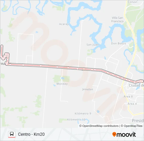 MINGA GUAZU Bus Line Map