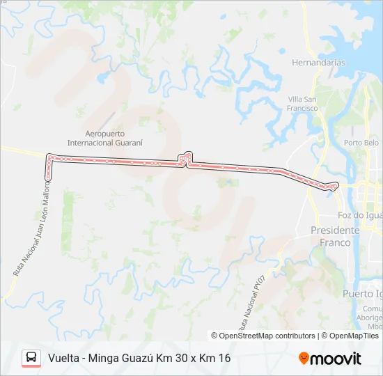 MINGA GUAZU Bus Line Map