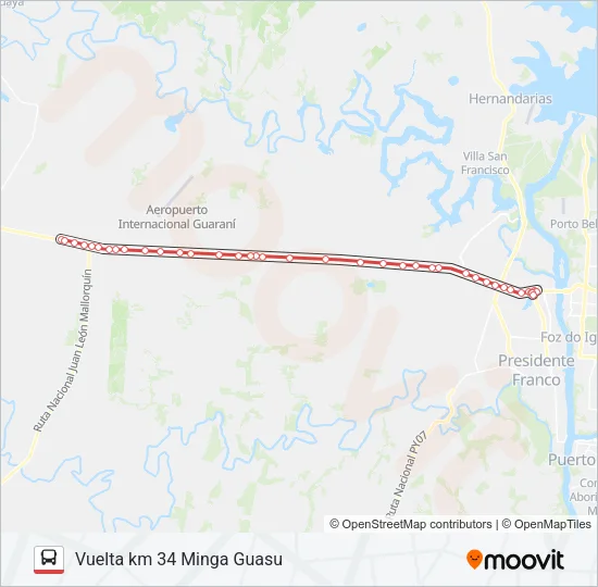 MINGA GUAZU Bus Line Map