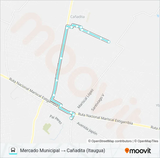 Mapa de 165 INT de autobús