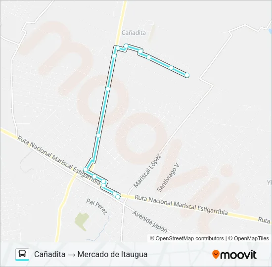 Mapa de 165 INT de autobús