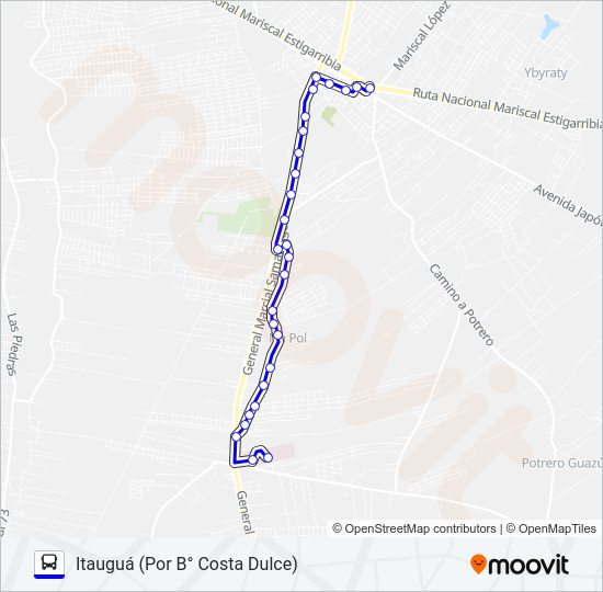 Mapa de 165 D de autobús