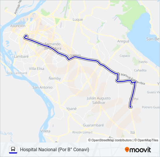 Mapa de 165 I de autobús