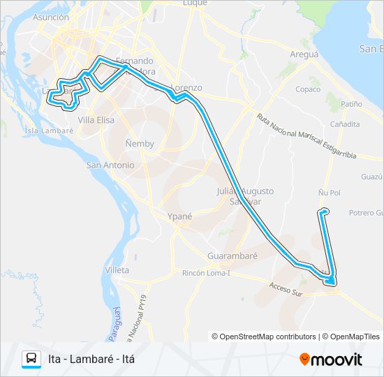 Mapa de 454 de autobús