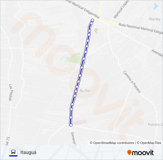 Mapa de 165 C de autobús