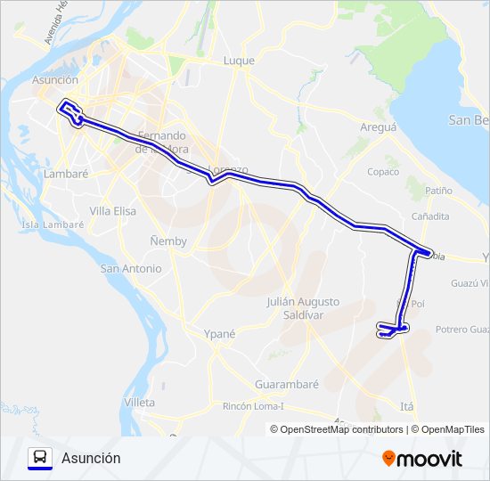 Mapa de 165 E de autobús