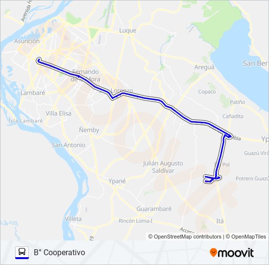 Mapa de 165 E de autobús