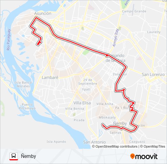 Mapa de 133 de autobús