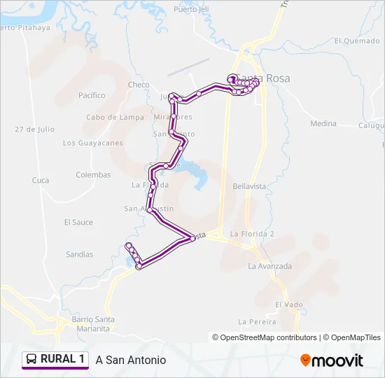 RURAL 1 Bus Line Map