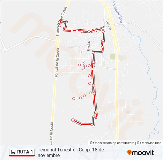 Mapa de RUTA 1 de autobús