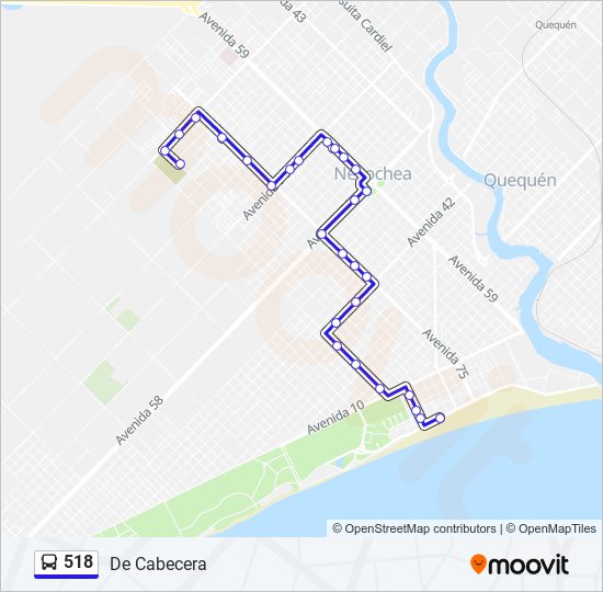 Mapa de 518 de autobús