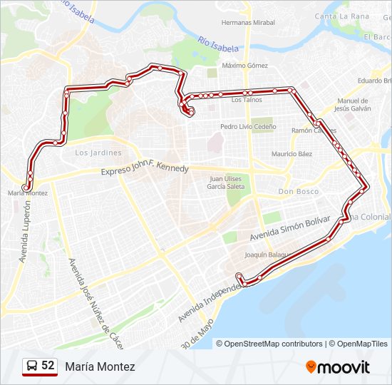 Mapa de 52 de autobús