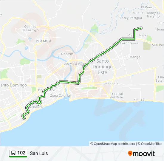 102 Bus Line Map