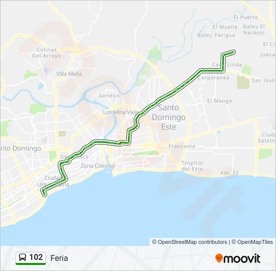 102 Bus Line Map