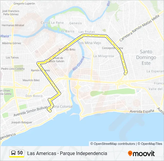 50 Bus Line Map