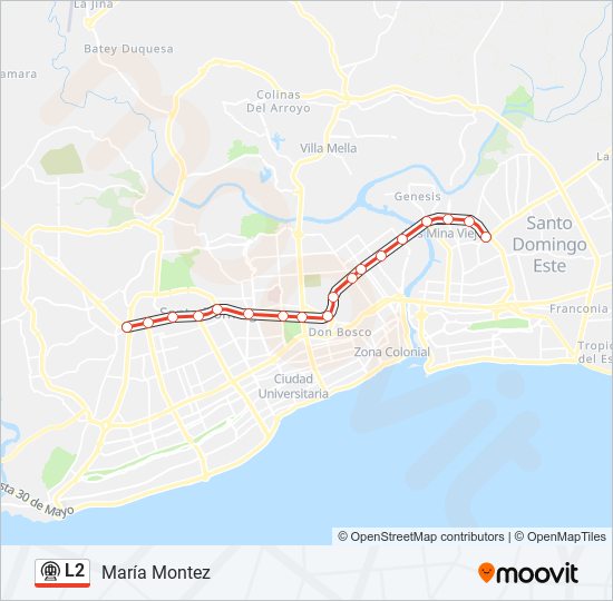 Mapa de L2 de metro