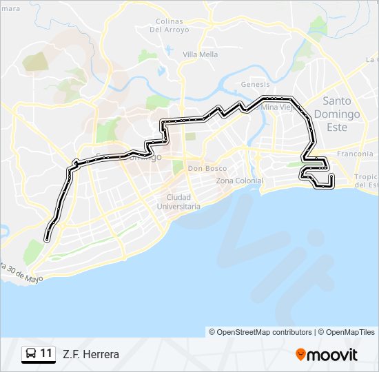 Mapa de 11 de autobús