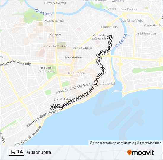 Mapa de 14 de autobús